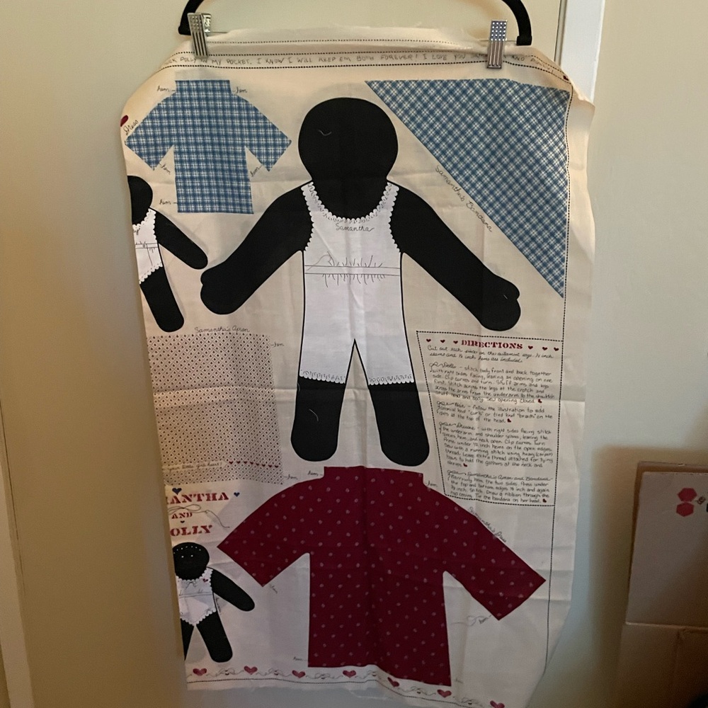 Vintage Samantha and Polly Cut & Sew Fabric Panel 18" doll Pillow and clothes